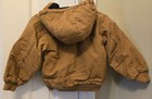 Carhartt Jacket Boys 3t Brown Canvas Full Zip Hooded Coat Pockets Youth