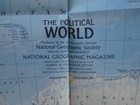 Vintage National Geographic Map Of The World Double-sided Wall Art  3 Maps