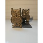 Vintage Brass Style Metal Mcm Owl Bookends Euc Pair Gold Tone Brass Bookend Set