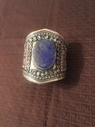 Beutiful Lapis Silver Cuff With Small Stone Around The Lapis Stone
