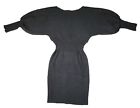 Long Puff Sleeve Bodycon Midi Sweater Dress Ribbed Knit Womens Size Small Black 
