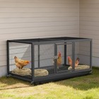Rabbit Hutch Chicken Coop Guinea Pig Ferret Quail Hen Cage With Cover On Wheels