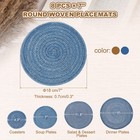 8 Pcs Round Woven Placemats  7  Braided Placemat  Coffee blue