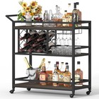 Bar Cart For The Home With Wine Rack And Glasses Holder  Small Home Bar Servi   