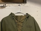 Vintage 40s Wwii Us Navy Wet Weather Deck Parka Lace Up Anorak Smock Jacket Lg