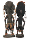 Wood Carved Ancestor Figures Male   Female Sepik River  Papua New Guinea