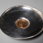 President Dwight Eisenhower Commemorative Bronze Medallion Sterling Dish Vtg