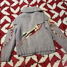 Vintage 1950s 60s Rocket Motif Cowichan Sweater Gray Youth As Is Outer Space