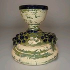 Majolica Pottery Candle Holder Rustic Distressed Pillar Grapes Vtg Centerpiece 
