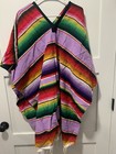 Adult Colorful Striped Saltillo Serape Mexican Fiesta Poncho Costume