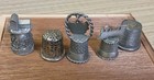 5 Vintage Pewter Metal Thimbles - Pigeon Forge Ponce Inlet Steam Train Stone Mt