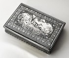 Superb French Silver Niello Inlay Tobacco Box C1850 Running Deer Forest Hunting