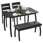 4 Piece Space-saving Dining Table Set Kitchen Table Upholstered Bench   2 Chairs