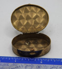 Vintage Mother Of Pearl Mosaic Oval Pill Trinket Box Brass