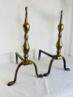 Vintage Solid Brass Andirons Classic Elegant Style Fireplace Decor 17 5 