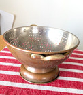 Vintage Benjamin   Medwin Copper Footed Colander Strainer Brass Handle