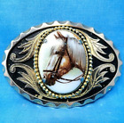 Western Horse Head Belt Buckle Art Mount Cowboy Cowgirl Vtg 70s 80s      bmw079