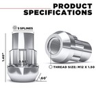 40700s Chrome M12 X 1 50 Thread Size Acorn Socket Type Wheel Lock 4 Pack