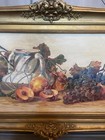 Antique 19thc American Victorian Fruit Still Life Oil Painting Signed Ec Fellows