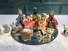Rare Vintage Nativity Set Handmade  Dough Folk Art S America Rare Set Of 14