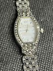 Vintage Elgin Marcasite Women   s Watch Eg057 Silver Tone Mop Dial Quartz