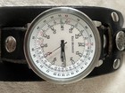 Red Monkey Designs 24-hour Dial Quartz Watch Black Leather Cuff Studded Band