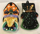 2 Vintage B d Halloween Pot Holder Retro Oven Mitt Witches