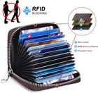 Leather Credit Card Case Holder Rfid Blocking Mini Travel Zipper Wallet Gift Usa