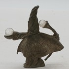Vintage Pewter Wizard Figurine Red Eyes Crystal Orbs Staff Fantasy Sorcerer D d