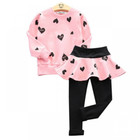 2pcs Kids Clothes Set 3 Color Toddler Baby Girls Outfit Love Tops  Skirt Pants