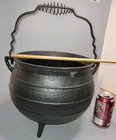 Primitive Antique Cast Iron 3 Legged Cauldron Cowboy Kettle Pot Unusual Bail