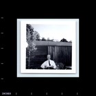 Old Vintage Square Photo Solo Older Man With Glasses Sitting Outside In Yard