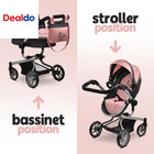 Convertible Baby Doll Stroller 2 In 1 Pram Carriage With Bag Pink