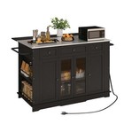 Kitchen Island Large Rolling Mobile Islands W  Storage Drawer Cabinet On Wheels