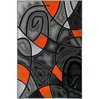 Electric Orange grey silver black abstract Area Rug Modern Contemporary Rug