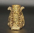 Vintage Ornate Brass Lipstick Holder With Intricate Floral Design