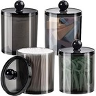 Sheechung Paquete De 4 Jarros De Pl  stico Acr  lico Para Mostrador 4 Pack Negro