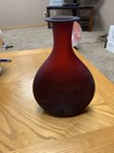 Vintage Murano Glass Red Bottle Flat Style Italian Decanter Stopper Mid  century 