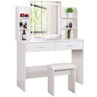 White Vanity Makeup Dressing Table Set W  Stool 3-color Dimmable Lighted Mirror