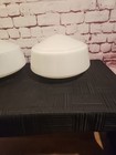 2 Vintage Large 15  Milk Glass School House Ceiling Light Shade  5 3 4  Fitter