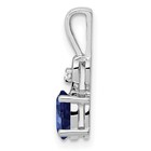 925 Sterling Silver 17x5mm Diamond Created Sapphire And Diam  Pendant Charm