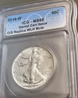 2016-w  Silver Eagle Half Dollar Daniel Carr  Overstrike Walking Liberty       Icg