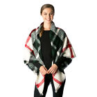 Women Warm Blanket Scarf Oversized Tartan Wrap Shawl Plaid Cozy Checked Scarf