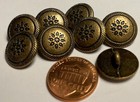 Set Of 8 Antique Brass Tone Metal Shank Buttons Almost 5 8  15 5mm 15590