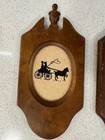 Vintage Set  2 Silhouette Horse And Buggy Picture Wall Hangings Wood Framed Apco