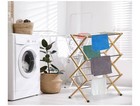 Morvat Wooden Folding Clothes Drying Rack  Metal Poles  23ft Space  Collapsible