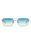Men Women Retro Square Fashion Sunglasses Blue Lens Silver Metal Frame Uv400 