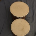 Wood Bongo Drums 2-piece Connected Pair  Natural Finish  White Heads