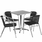23 5  square Aluminum Indoor-outdoor Restaurant Table With 4 Black Rattan Chairs