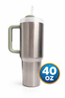 40oz Insulated Stainless Steel Tumbler W Handle   Straw Vacuum Travel Mug New